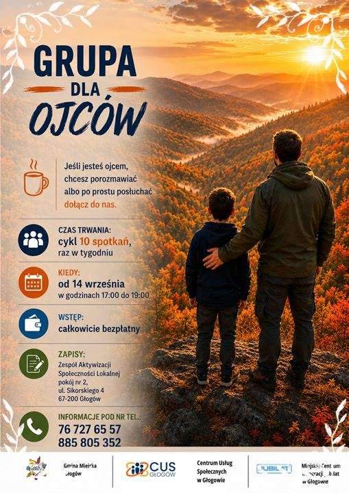 plakat grupa wsparcia dla ojców  w jubilacie