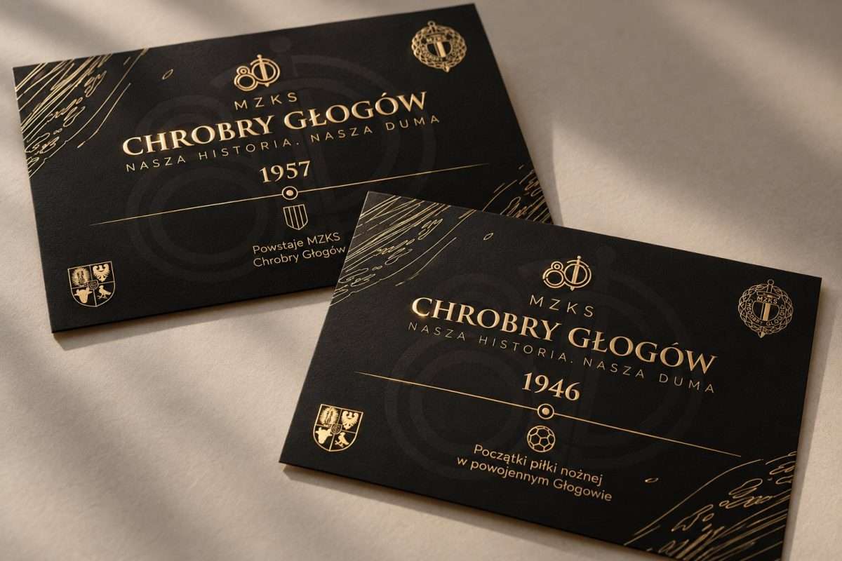 okolicznościowe pocztówki z okazji 80 lecia klubu piłkarskiego chrobry głogów