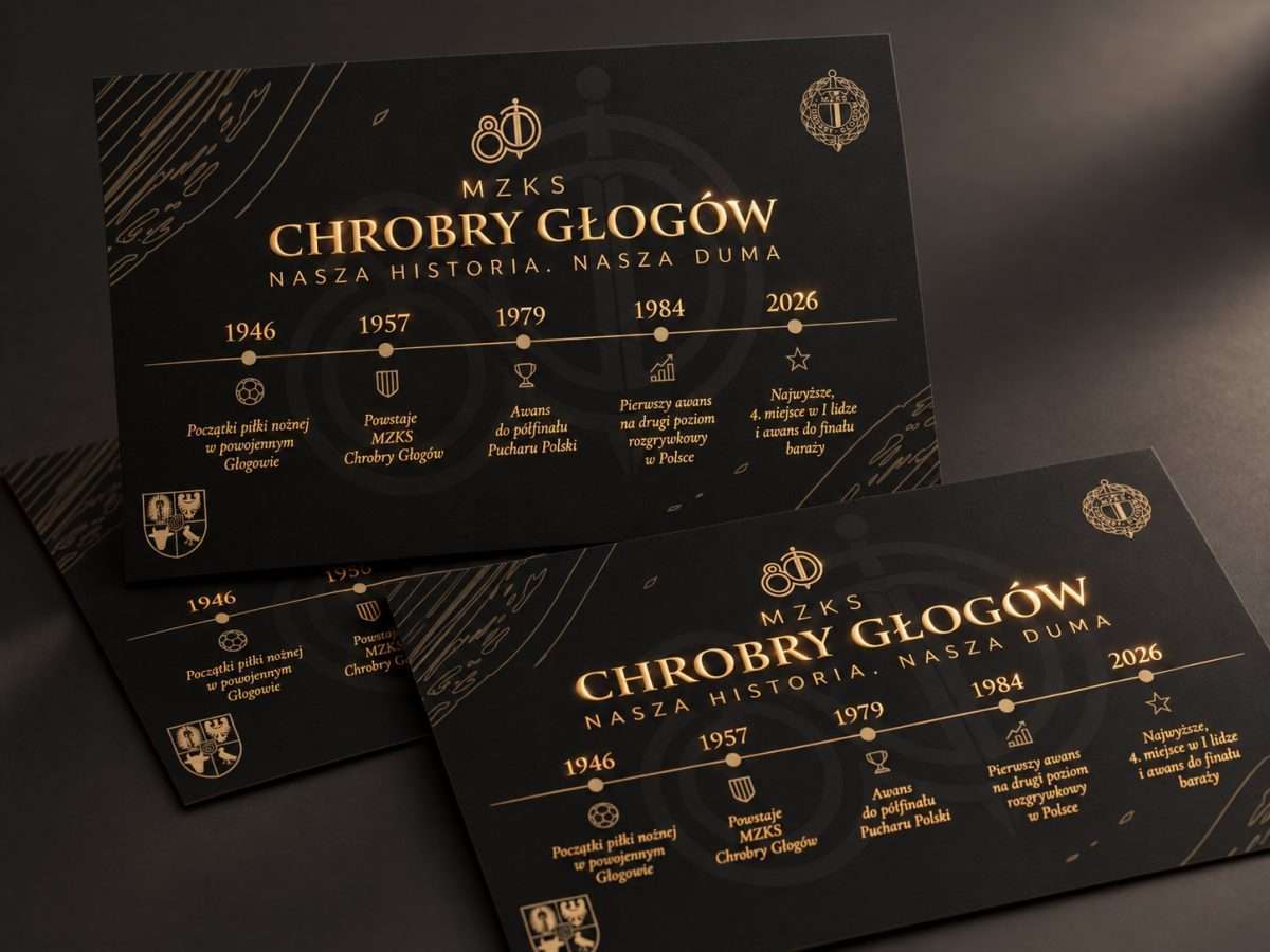 okolicznościowe pocztówki z okazji 80 lecia klubu piłkarskiego chrobry głogów