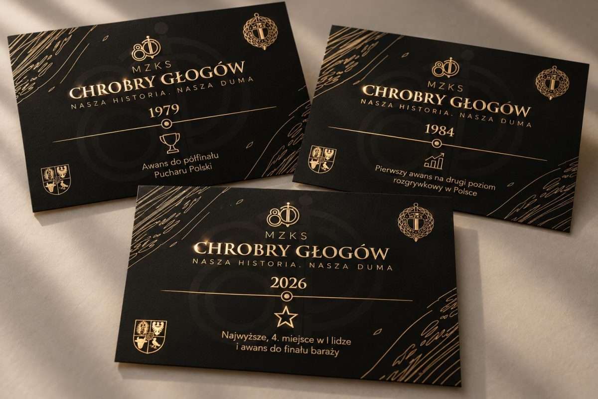 okolicznościowe pocztówki z okazji 80 lecia klubu piłkarskiego chrobry głogów