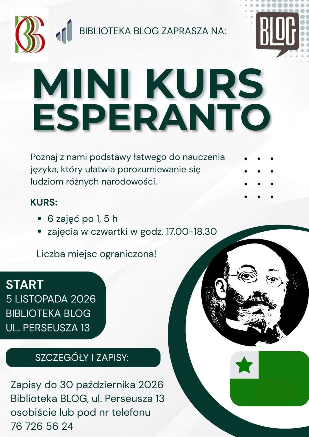 Plakat kursu esperanto