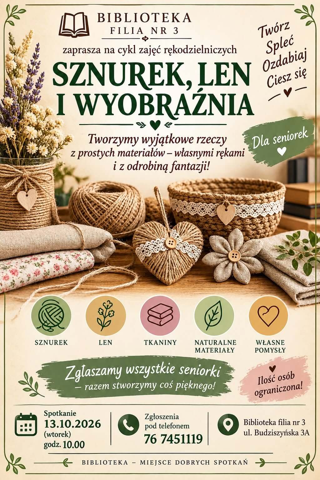 Plakat wydarzenia - Sznurek, len, wyobraźnia